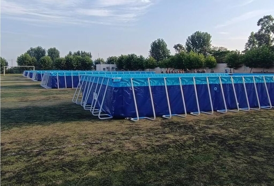 25Mx5M พีวีซีลอยน์กลางแจ้ง สระว่ายน้ํา กรอบโลหะ