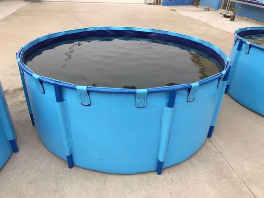 3000L 1.2MM ถังปลาผ้าใบพับและพับได้ด้วยกรอบโลหะ ถังปลาพลาสติก
