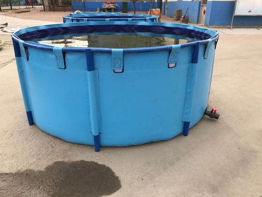 3000L 1.2MM ถังปลาผ้าใบพับและพับได้ด้วยกรอบโลหะ ถังปลาพลาสติก
