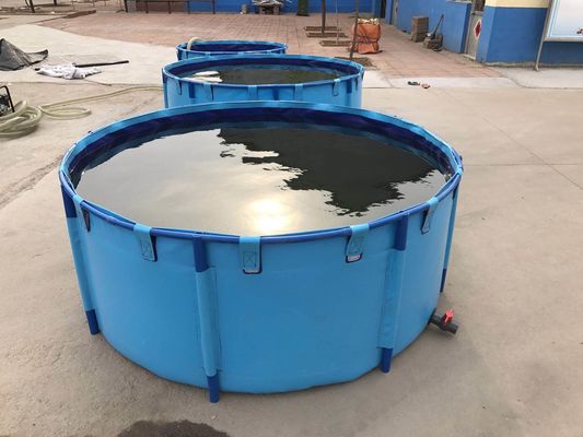 3000L 1.2MM ถังปลาผ้าใบพับและพับได้ด้วยกรอบโลหะ ถังปลาพลาสติก