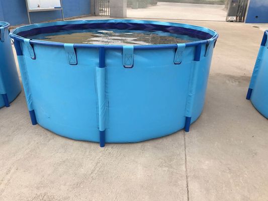 3000L 1.2MM ถังปลาผ้าใบพับและพับได้ด้วยกรอบโลหะ ถังปลาพลาสติก