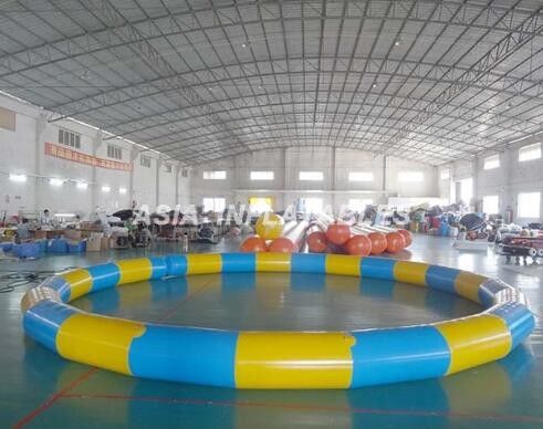 สระว่ายน้ําพีวีซีแบบกลมลม 3.5M*3.5M สระว่ายน้ําพีวีซีแบบลมสําหรับหาด สื่อสระว่ายน้ํา