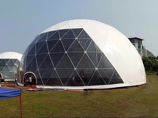 18M กันน้ํา แอนติ-UV Geodetic Dome Tent กับท่อเหล็ก สําหรับงานเลี้ยง