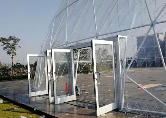 18M กันน้ํา แอนติ-UV Geodetic Dome Tent กับท่อเหล็ก สําหรับงานเลี้ยง