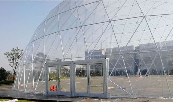 18M กันน้ํา แอนติ-UV Geodetic Dome Tent กับท่อเหล็ก สําหรับงานเลี้ยง