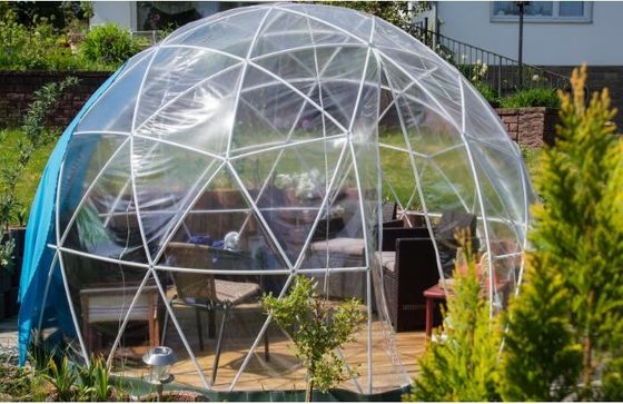 5M หรูหรา Geodetic Dome Tent กับท่อเหล็กและปกโปร่ง