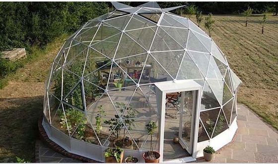4M - 10M PVC Cover เฟรมโลหะ สวนใส Geodetic Dome Tent สําหรับขาย