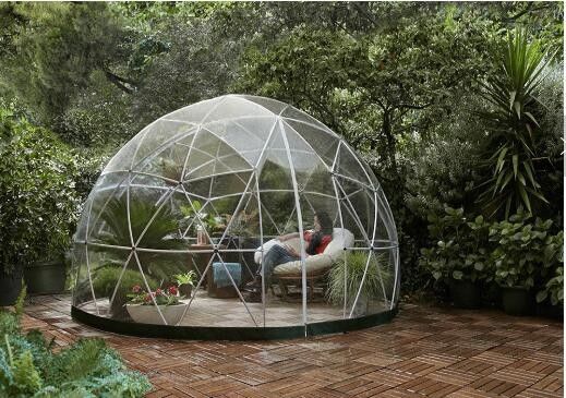 4M - 10M PVC Cover เฟรมโลหะ สวนใส Geodetic Dome Tent สําหรับขาย