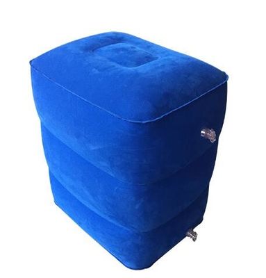หมอนรองเท้าแบบพัดลมแบบพกพาสีฟ้า PVC และหมอนรองเท้าแบบฟล็อก