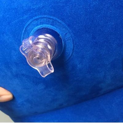 หมอนรองเท้าแบบพัดลมแบบพกพาสีฟ้า PVC และหมอนรองเท้าแบบฟล็อก
