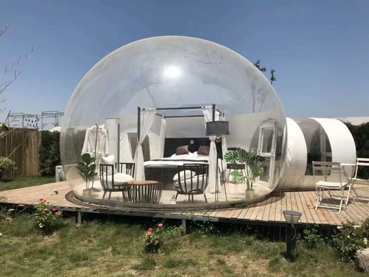 Dome House Igloo หอพักอัดลมโปร่งใส 4 ส่วน ห้องน้ํา ห้องนั่งเล่น ห้องนอน และทางเดิน