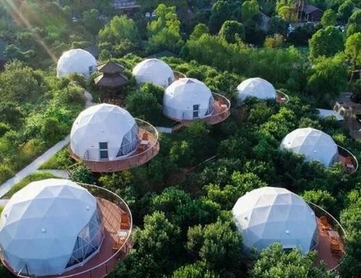 โรงแรมแคมป์สแตนเลสหรูใส 5M กางเท็นท์โดมแบบจีโอเดซิก