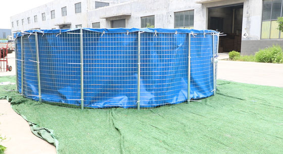 40000L 0.9 มม PVC ผ้าใบสระปลากับเหล็ก Mesh 6Mx1.4M ถังปลาพับ