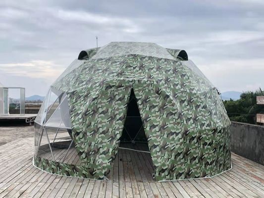 คามูฟเลจ โรงแรมกลางแจ้ง สแตนเลส 5M ภูมิศาสตร์ หอเต็นท์ Dome UV Resistance Dome Tent