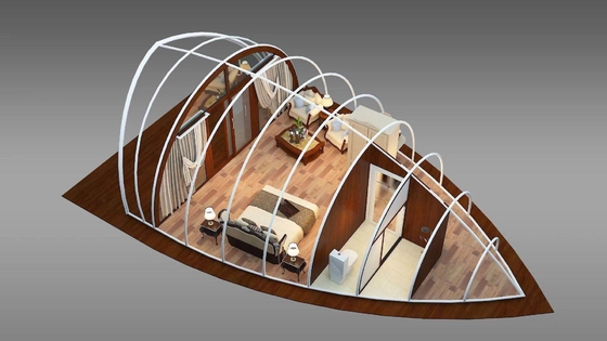 โรงแรมหรูหราในกลางแจ้ง Glamping Resort Tent กัน UV 5mx7m Shell Tent