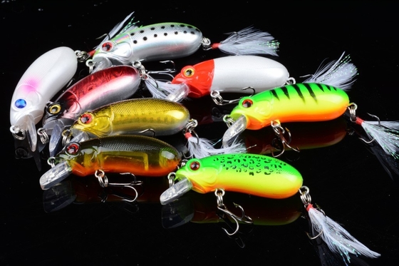 อุปกรณ์ตกปลา กล่องมินโน 6 ซม / 9.8 กรัม ดํา Feather Hook ABS พลาสติก