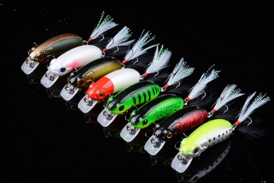อุปกรณ์ตกปลา กล่องมินโน 6 ซม / 9.8 กรัม ดํา Feather Hook ABS พลาสติก