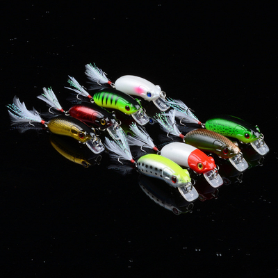 8 สี 6.0 ซม / 9.80 กรัม 8 # Hooks ดําขนขนพลาสติก แรงดักปลอมดักมอนสเตอร์การประมง Minnow ล่อ