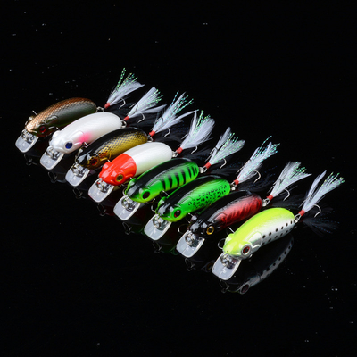 8 สี 6.0 ซม / 9.80 กรัม 8 # Hooks ดําขนขนพลาสติก แรงดักปลอมดักมอนสเตอร์การประมง Minnow ล่อ