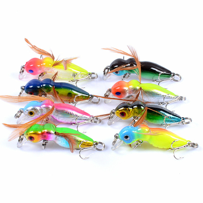 8 สี 4.5 ซม / 3 กรัม 10# Hooks แข็งแรง พลาสติก ตกปลา Minnow