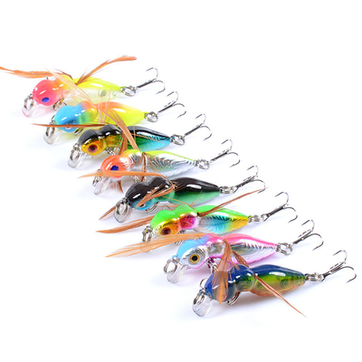 8 สี 4.5 ซม / 3 กรัม 10# Hooks แข็งแรง พลาสติก ตกปลา Minnow