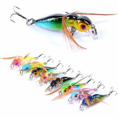 8 สี 4.5 ซม / 3 กรัม 10# Hooks แข็งแรง พลาสติก ตกปลา Minnow