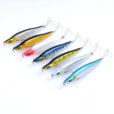 7 สี 9/.5CM/17G 6#*2Hooks ทะเลแม่น้ํา ยาว shot พลาสติก แข็งแรง bait ลงดินสอ