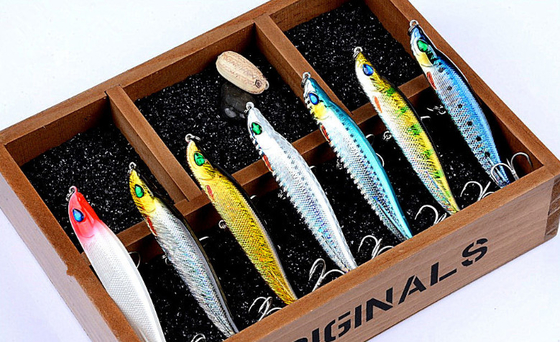 7 สี 9/.5CM/17G 6#*2Hooks ทะเลแม่น้ํา ยาว shot พลาสติก แข็งแรง bait ลงดินสอ