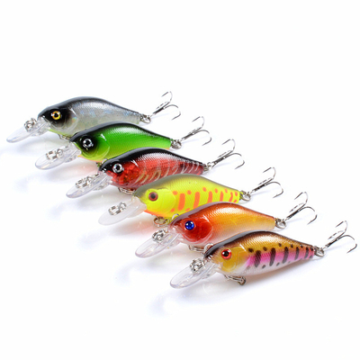 6 สี 7CM/6.8g ตา 3 มิติ พลาสติก แข็งดึง 0.30m-1.5m พลอย Crank ตกปลา