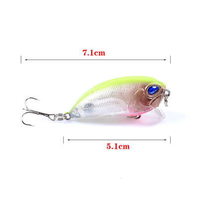 6 สี 5.1CM/7.2g 8#ตะขอ 3 มิติ ตา พลาสติก แข็งดึง 0.30m-0.9M พลอย