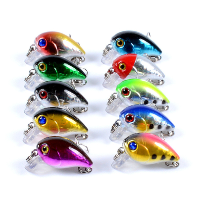 10 สี 3CM/3.1g 10# Hooks 3D Eyes พลาสติก แข็งแรง 0.10m-0.3M Floating Crank ปลา