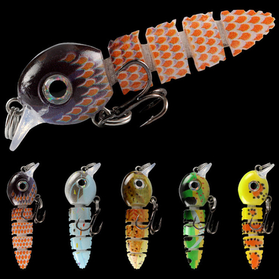5 สี 5.5CM/3.9g มินโนว์ หนอนเลือด ล่อล่อว่ายน้ําครบชั้น ล่อปลา